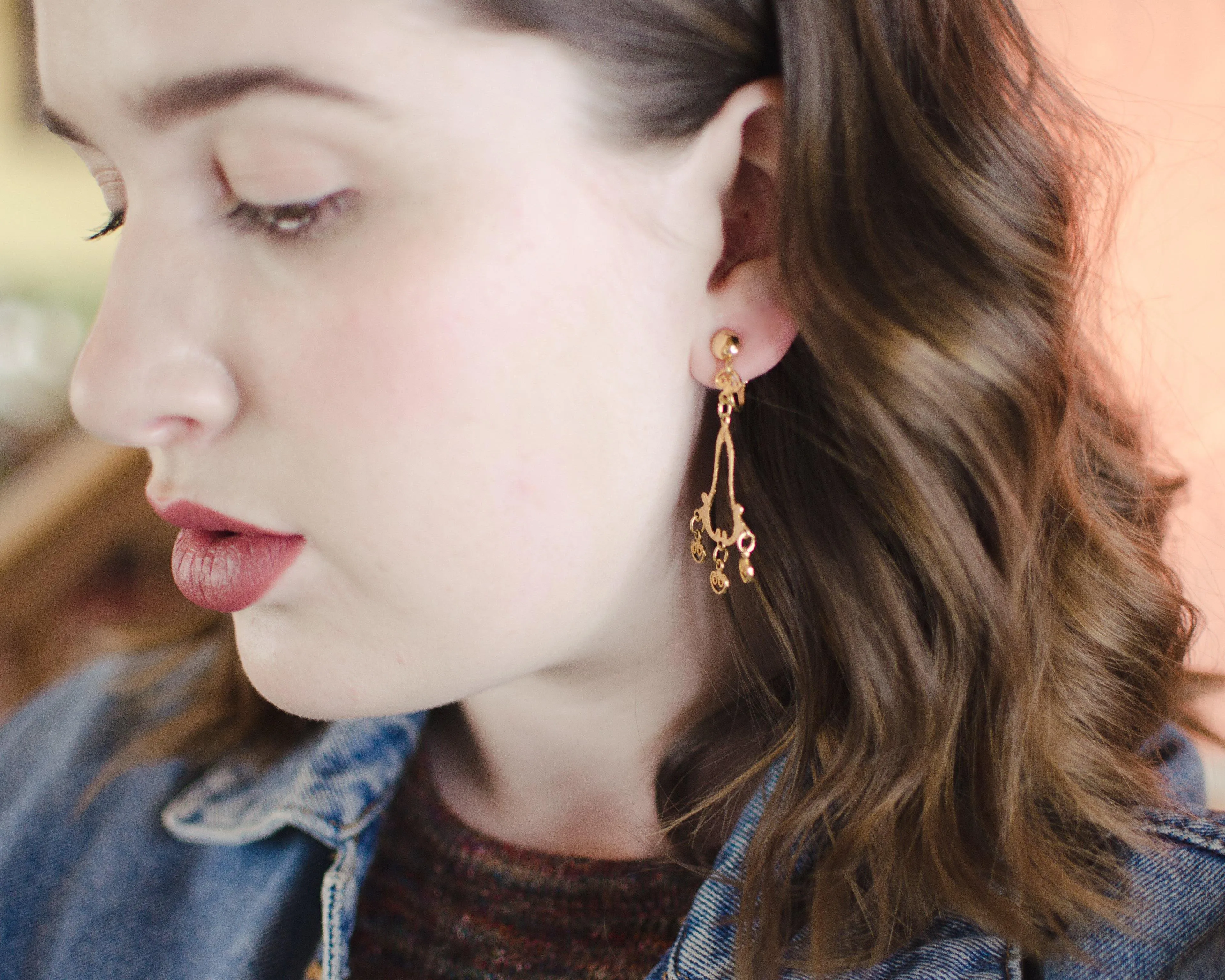 Gold Filigree Dangling Earrings