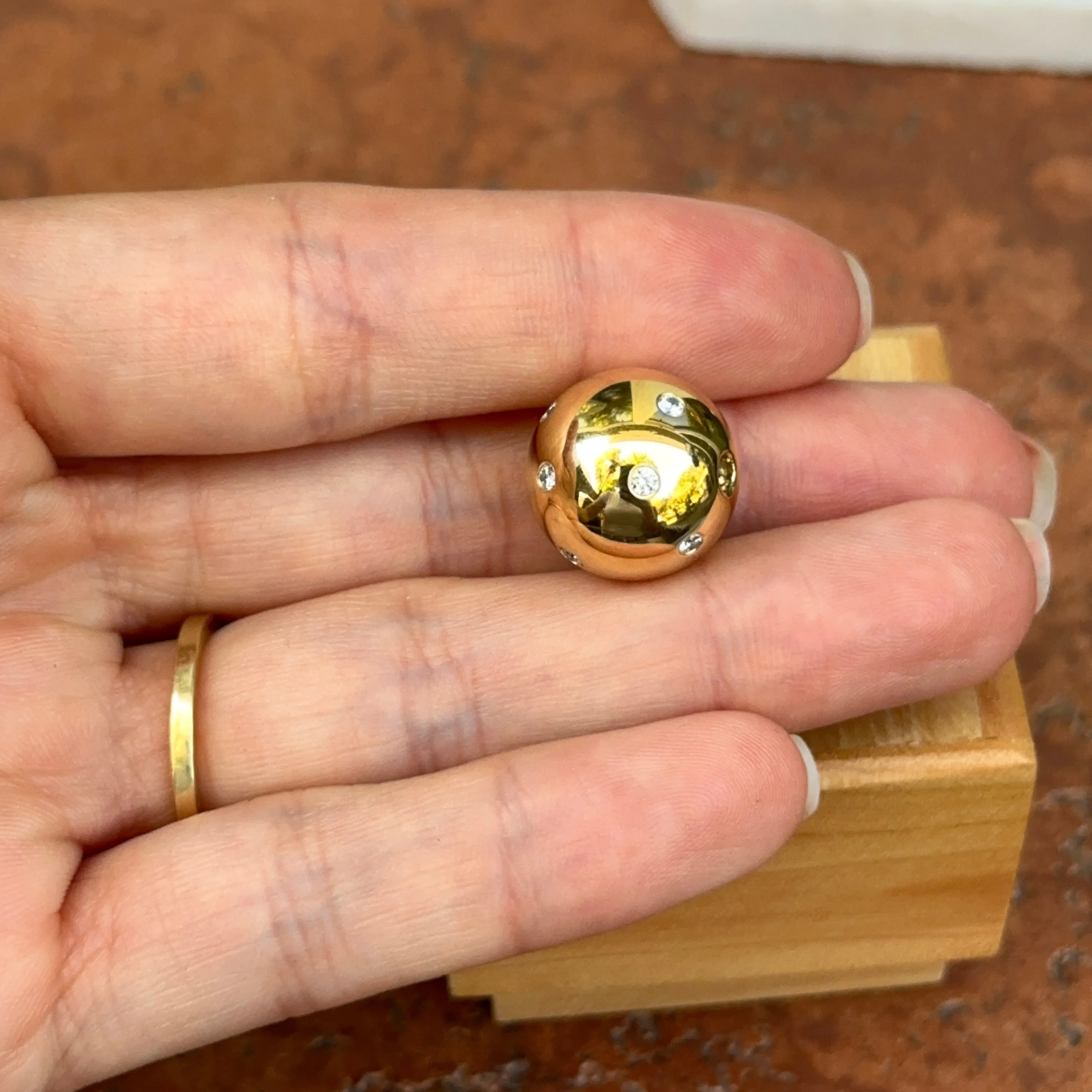 Gold Plated Stainless Steel 16mm Gypsy Set CZ Ball Swap Pendant
