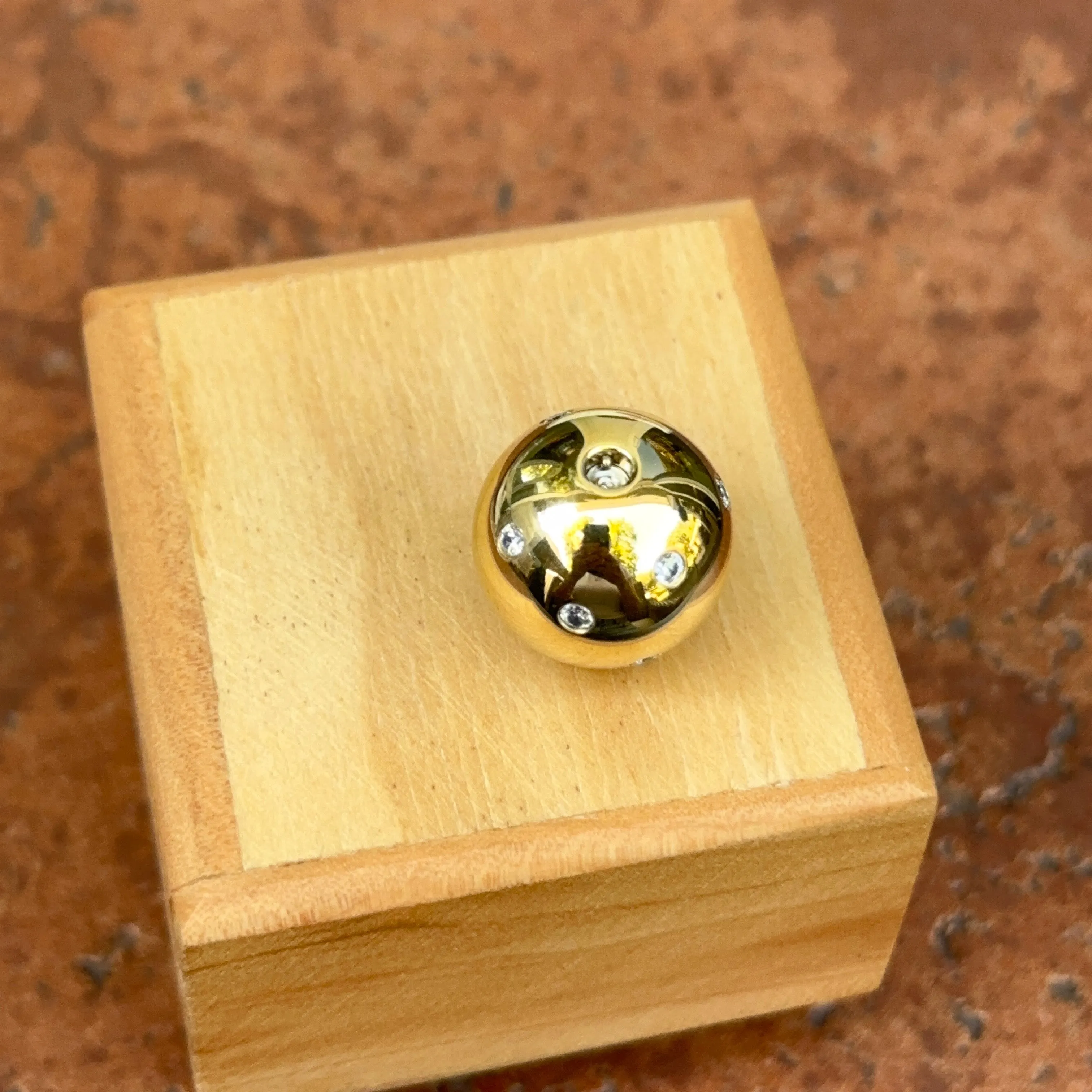 Gold Plated Stainless Steel 16mm Gypsy Set CZ Ball Swap Pendant
