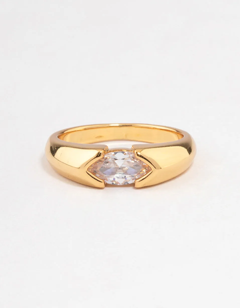 Gold Plated Statement Marquise Ring