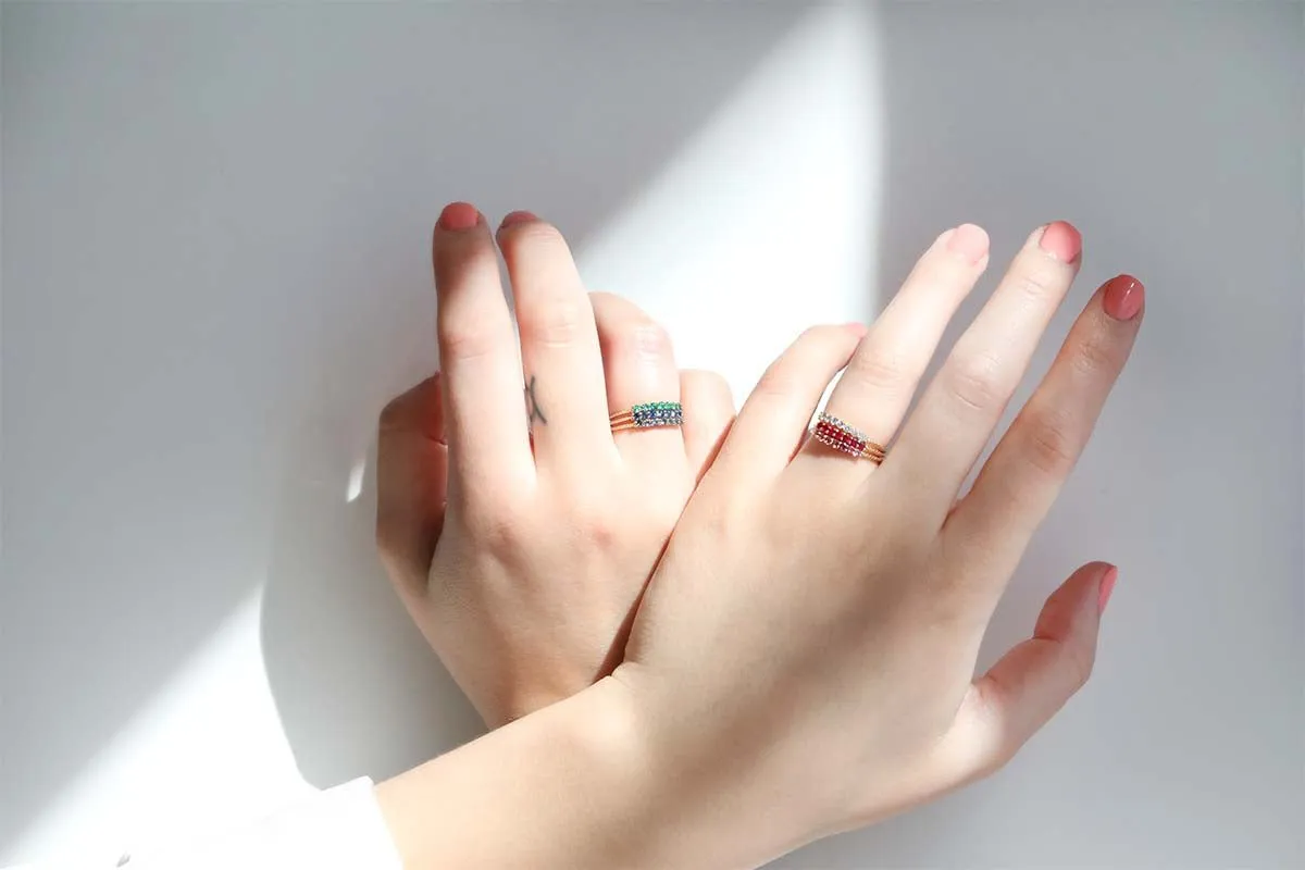 Gold "Antique Waif" Ring with Aquamarines