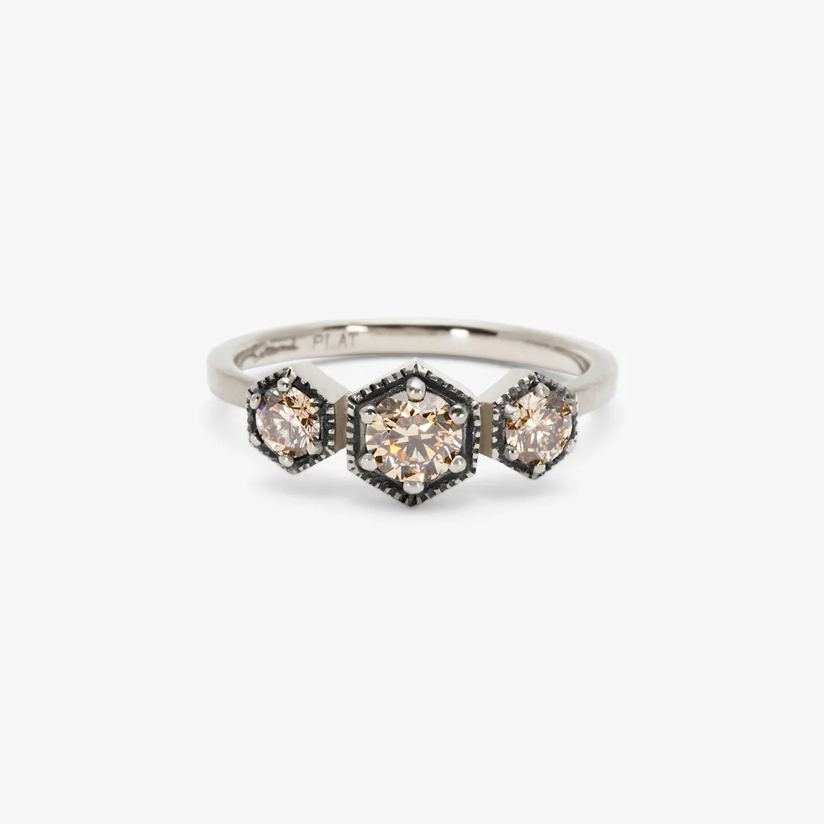 Grand Brown Diamond Triple Hexagon Ring | R8402BR