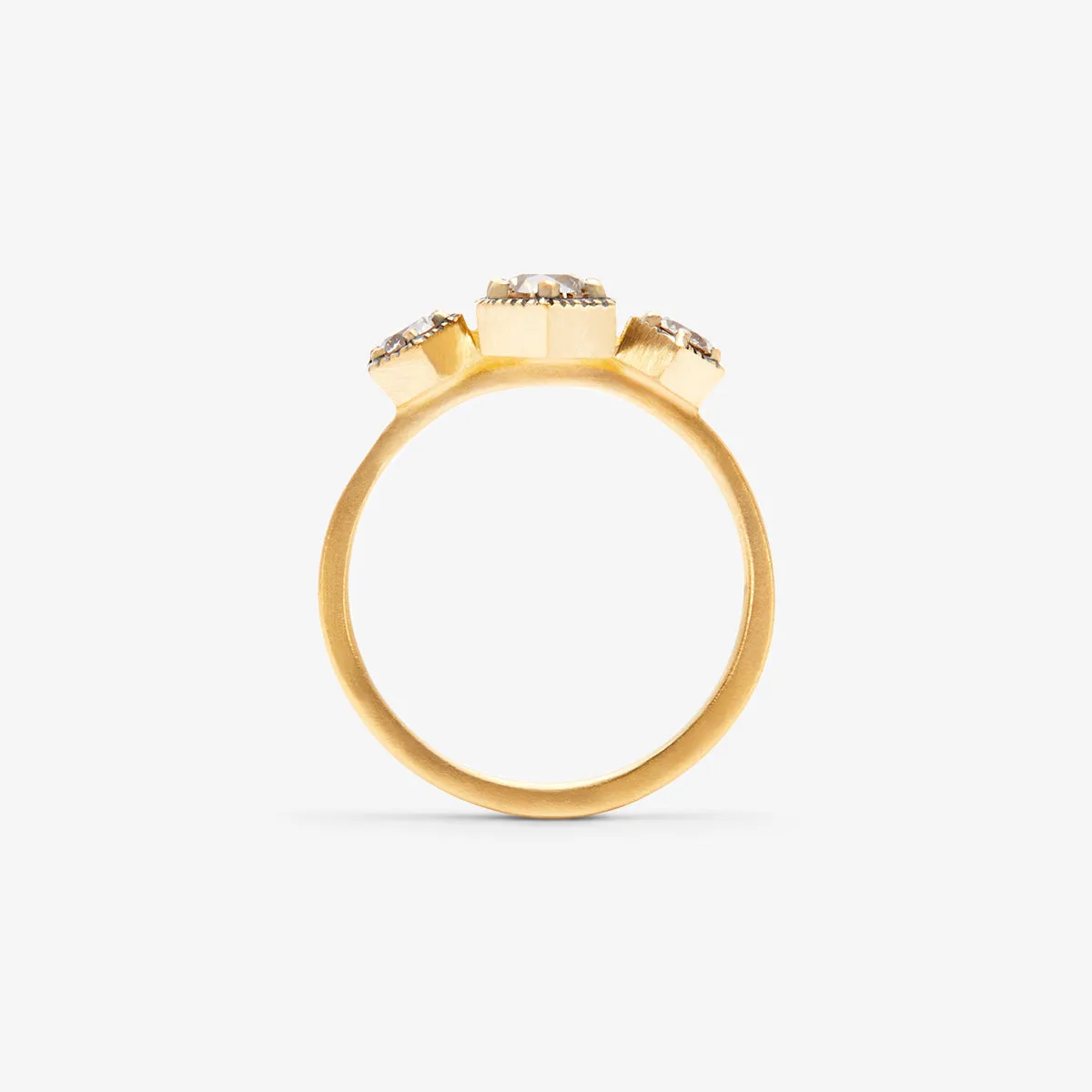 Grand Brown Diamond Triple Hexagon Ring | R8402BR