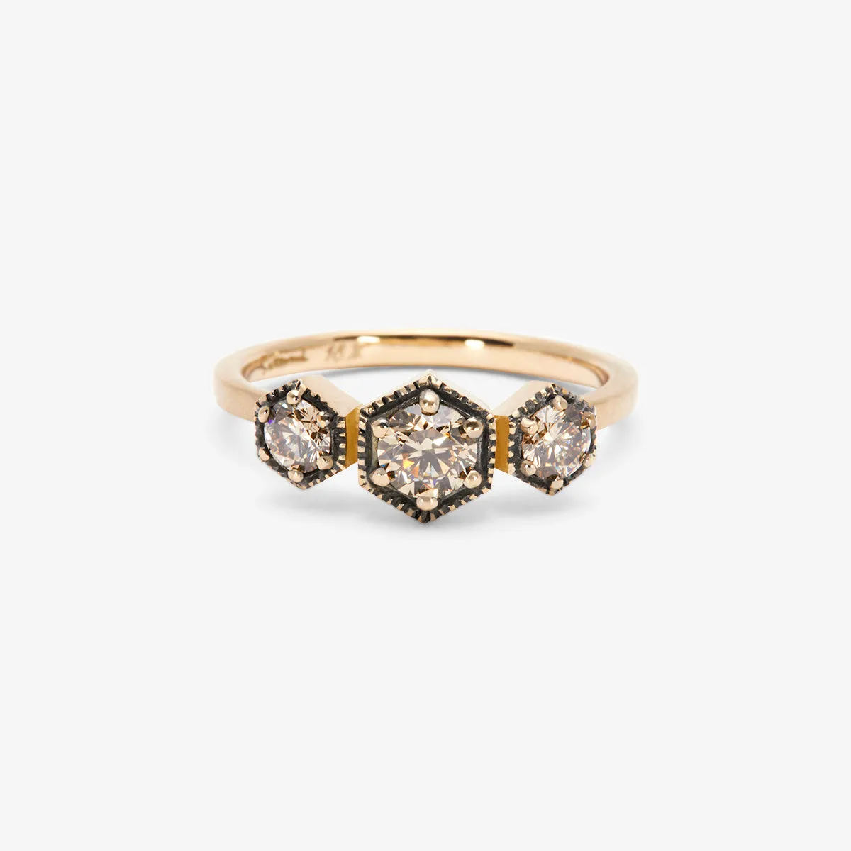 Grand Brown Diamond Triple Hexagon Ring | R8402BR