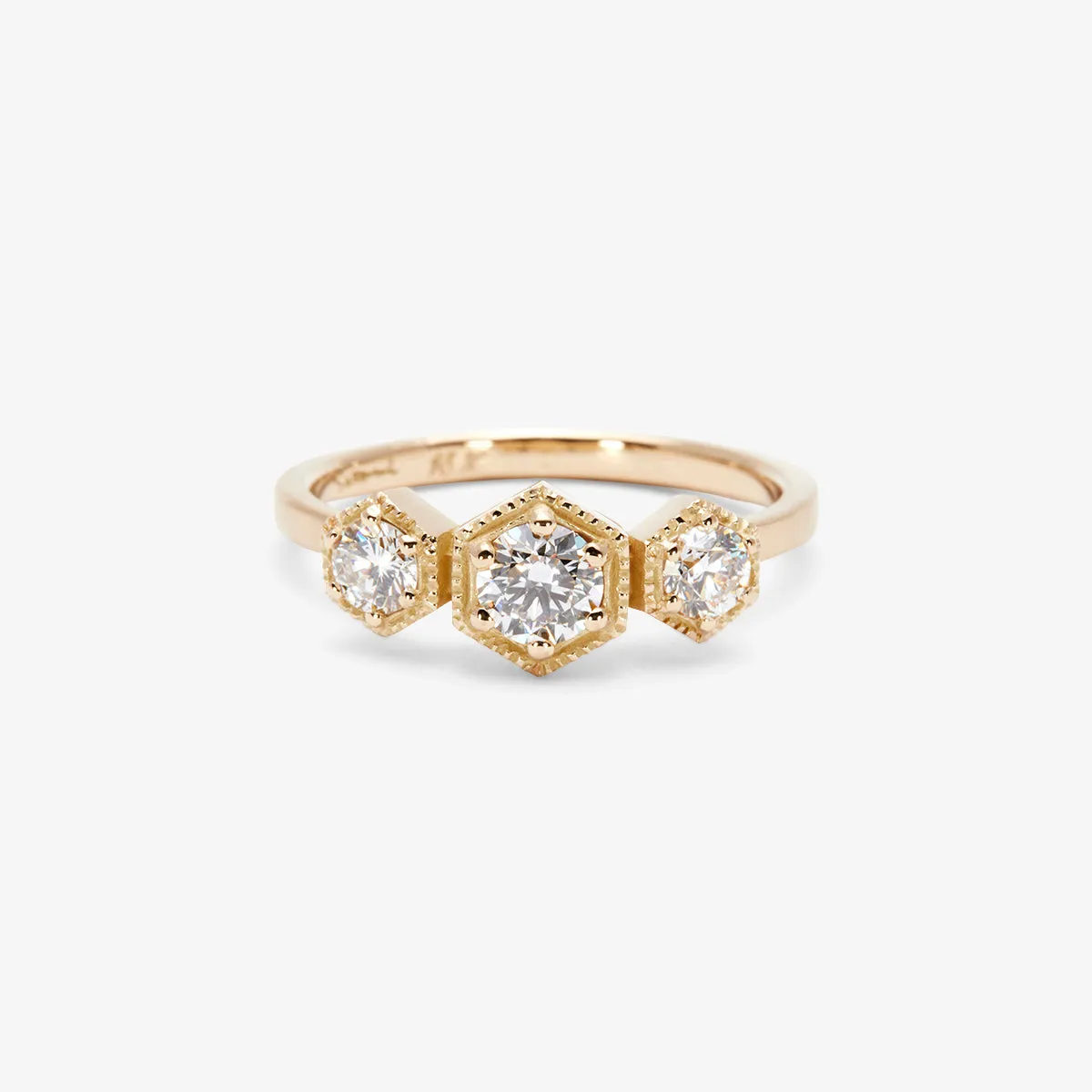 Grand White Diamond Triple Hexagon Ring | R8402W