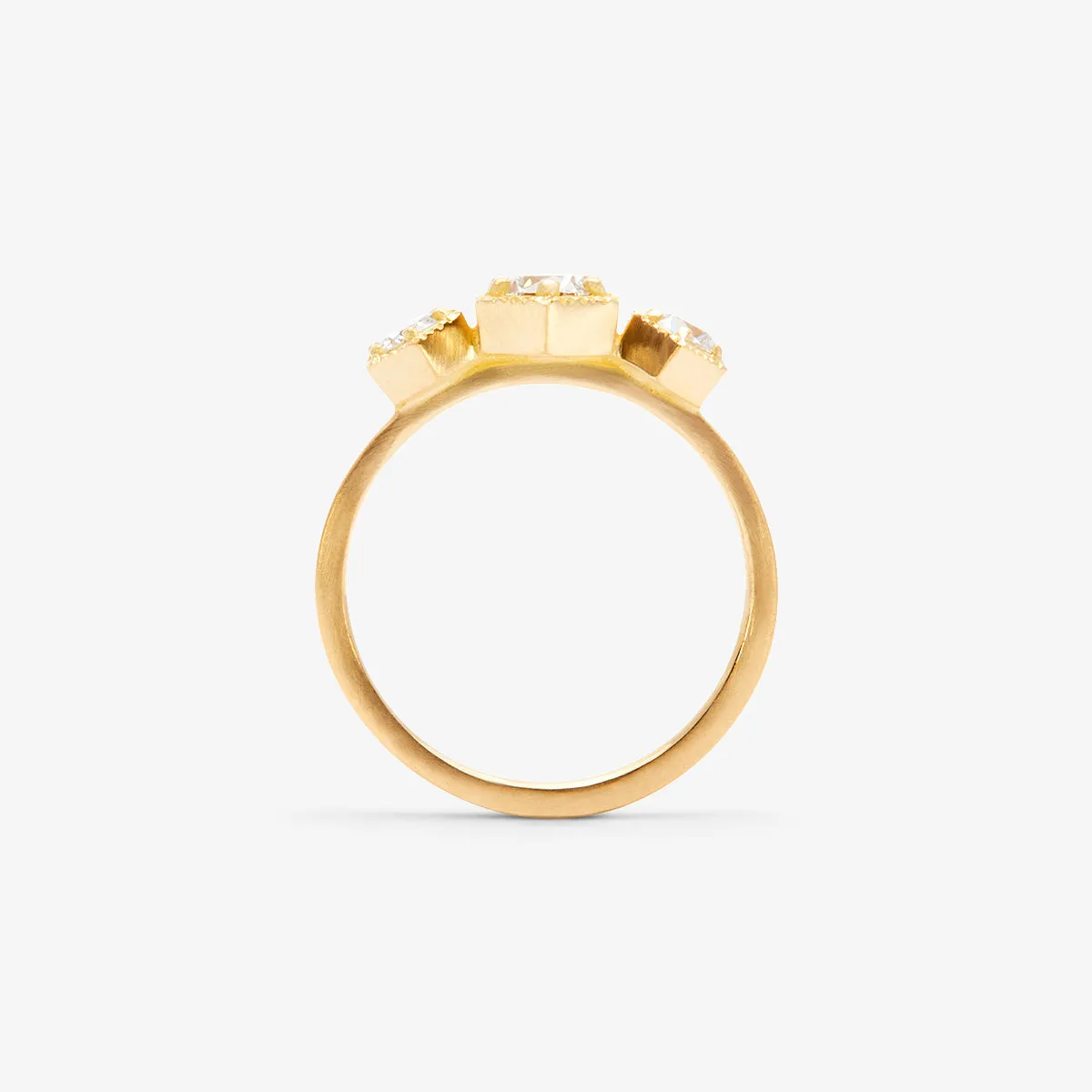 Grand White Diamond Triple Hexagon Ring | R8402W