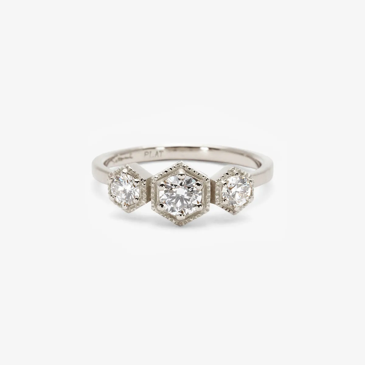 Grand White Diamond Triple Hexagon Ring | R8402W