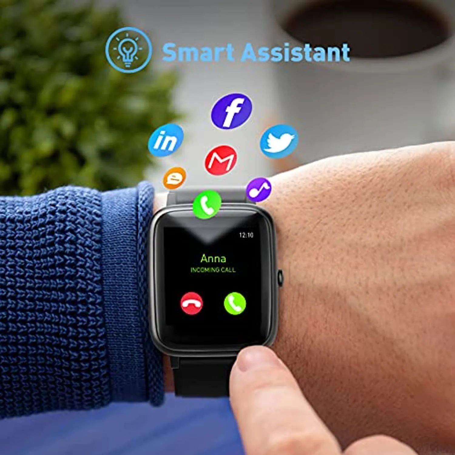 HAFURY Android Smart Watch, Activity Fitness Tracker for Women Men, Smartwatch for Android & iOS Phones, Heart Rate Monitor, IP68 Waterproof Fitness Watch, Sleep, Calories, Step Tracker, Black