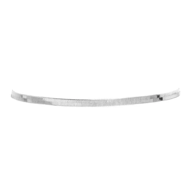 HAILEY HERRINGBONE CHOKER NECKLACE - RHODIUM