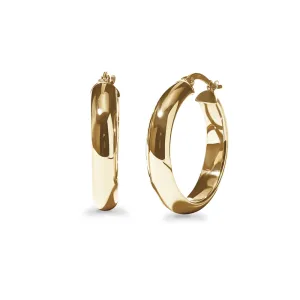 Half Round Polished Hoop Earrings in 9ct Yellow Gold