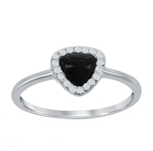 Halo Onyx Triangle Ring