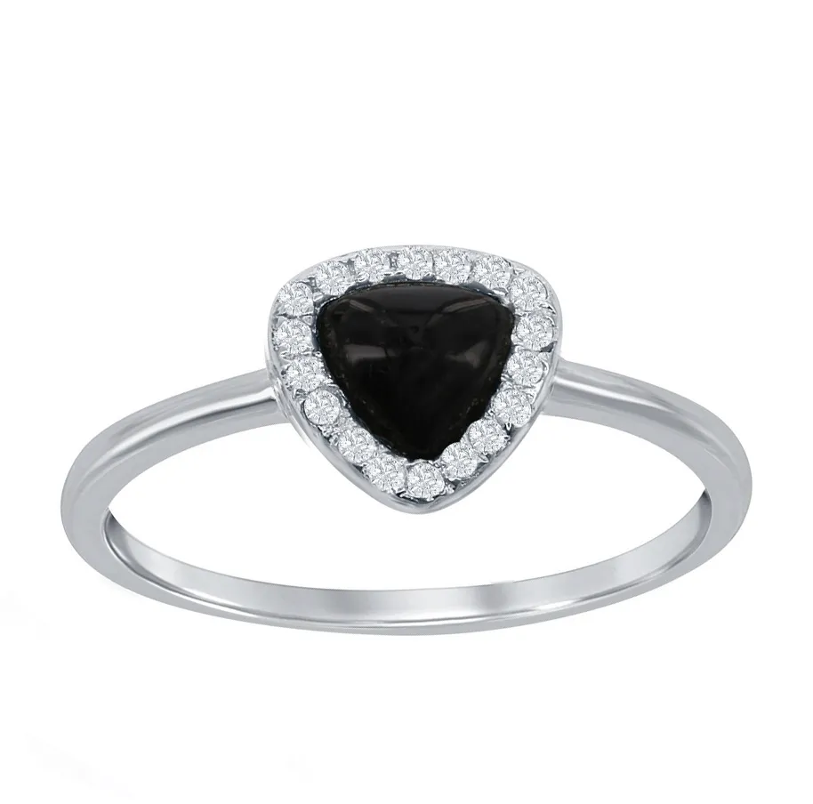 Halo Onyx Triangle Ring