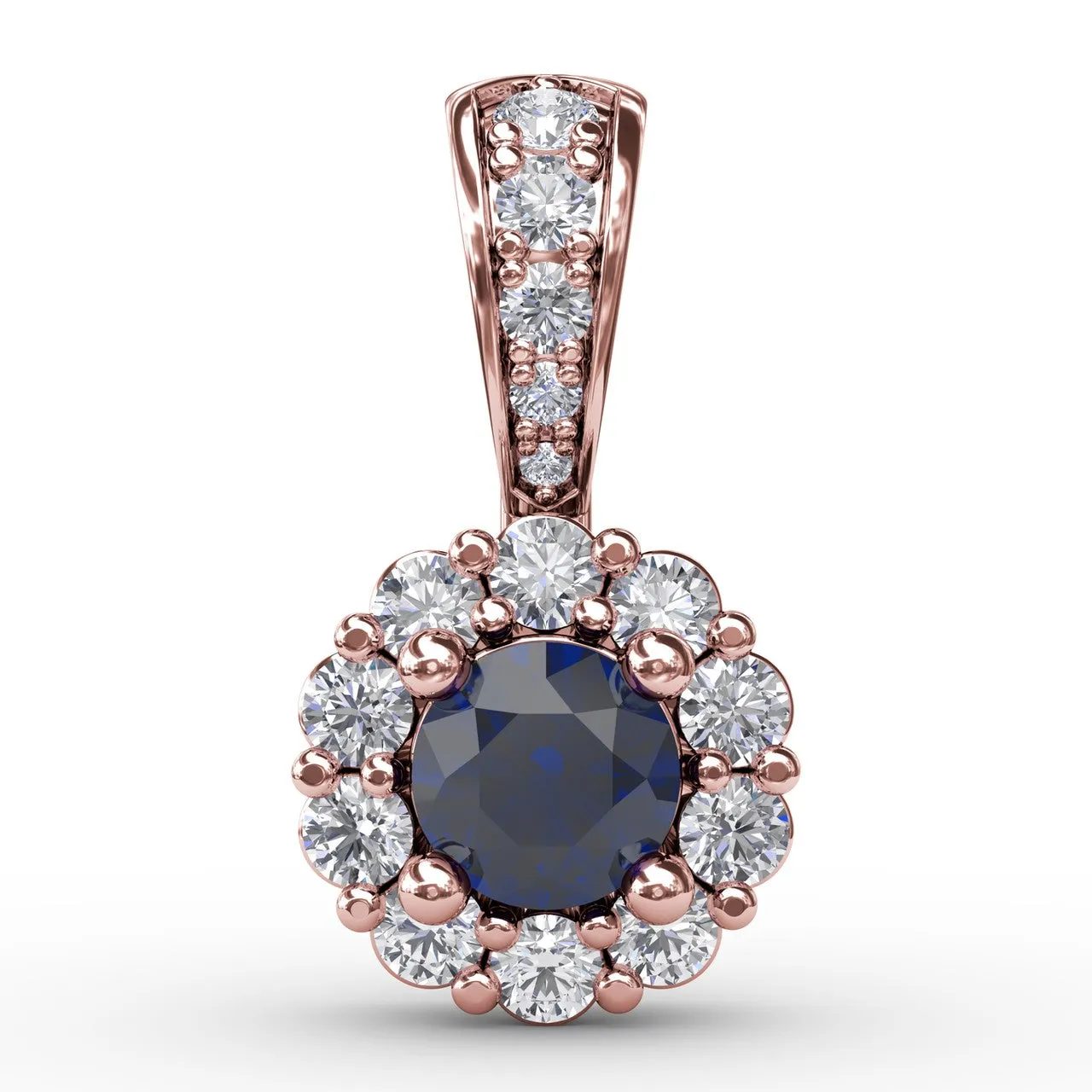 Halo Sapphire and Diamond Pendant