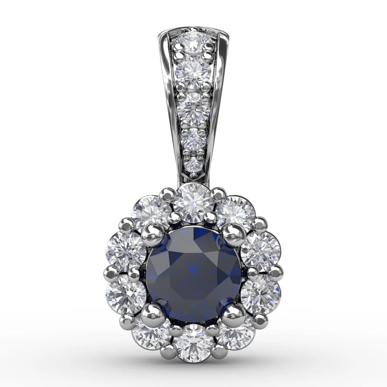 Halo Sapphire and Diamond Pendant