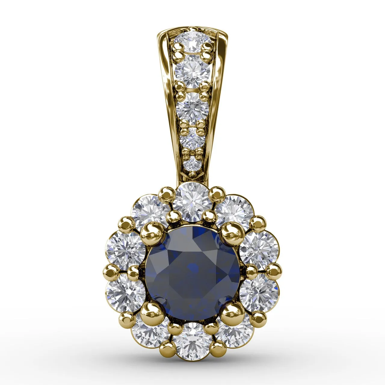 Halo Sapphire and Diamond Pendant