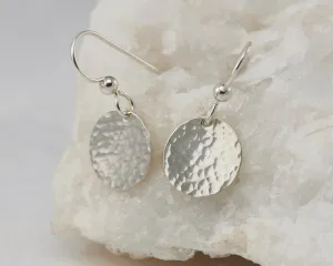 Hammered Disc Silver Dangle Earrings