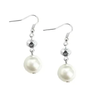 HEMATITE PEARL EARRINGS  #HNE92185_HEM-CRM (RA6)