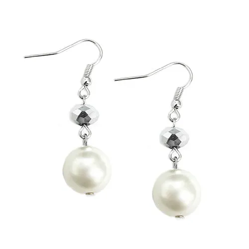 HEMATITE PEARL EARRINGS  #HNE92185_HEM-CRM (RA6)