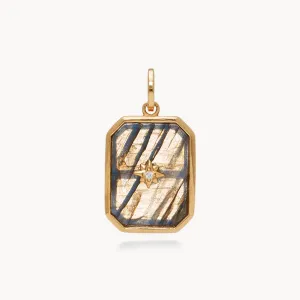 Hillberg & Berk Sterling Silver Gold Plated Labradorite Stone Pendant Charm