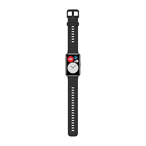 Huawei Watch FIT Smartwatch with Slim Body, 1.64” Vivid AMOLED Display, Quick-Workout Animations, 10 Days Battery Life, Oxygen Saturation Detection, Heart Rate Monitoring, Graphite Black, Free Size