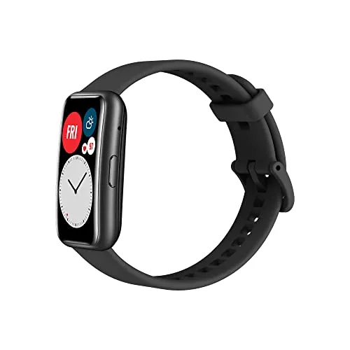 Huawei Watch FIT Smartwatch with Slim Body, 1.64” Vivid AMOLED Display, Quick-Workout Animations, 10 Days Battery Life, Oxygen Saturation Detection, Heart Rate Monitoring, Graphite Black, Free Size