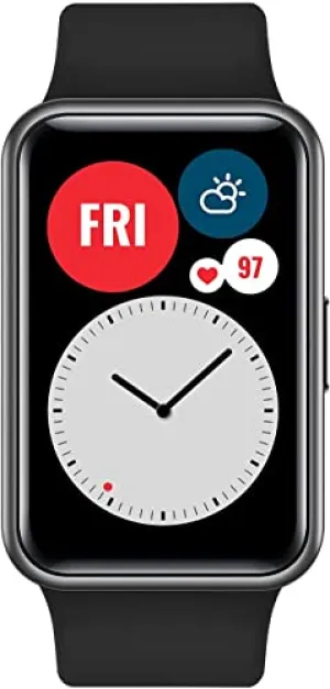 Huawei Watch FIT Smartwatch with Slim Body, 1.64” Vivid AMOLED Display, Quick-Workout Animations, 10 Days Battery Life, Oxygen Saturation Detection, Heart Rate Monitoring, Graphite Black, Free Size