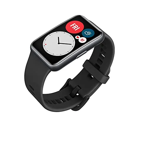 Huawei Watch FIT Smartwatch with Slim Body, 1.64” Vivid AMOLED Display, Quick-Workout Animations, 10 Days Battery Life, Oxygen Saturation Detection, Heart Rate Monitoring, Graphite Black, Free Size