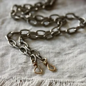 Interchangeable Necklace Sterling silver Chain with 14k gold hooks