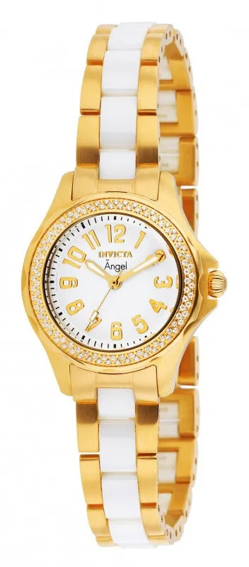 Invicta Women's 1780 Angel White Dial 18K Gold Ion-Plated Stainless Steel Watch