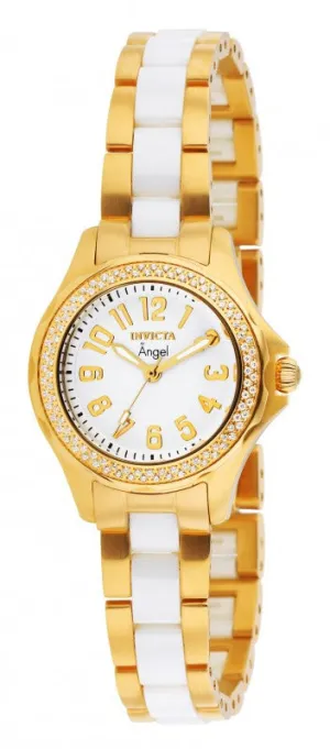 Invicta Women's 1780 Angel White Dial 18K Gold Ion-Plated Stainless Steel Watch
