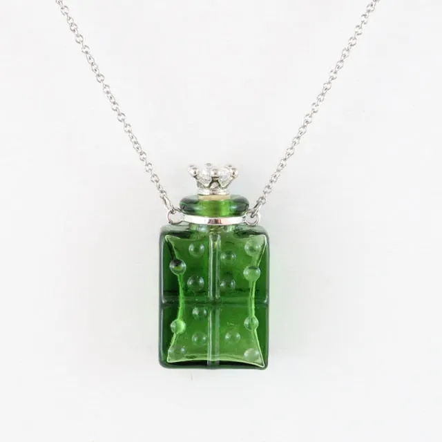 Jeweled Glass Flask Style Urn Necklace