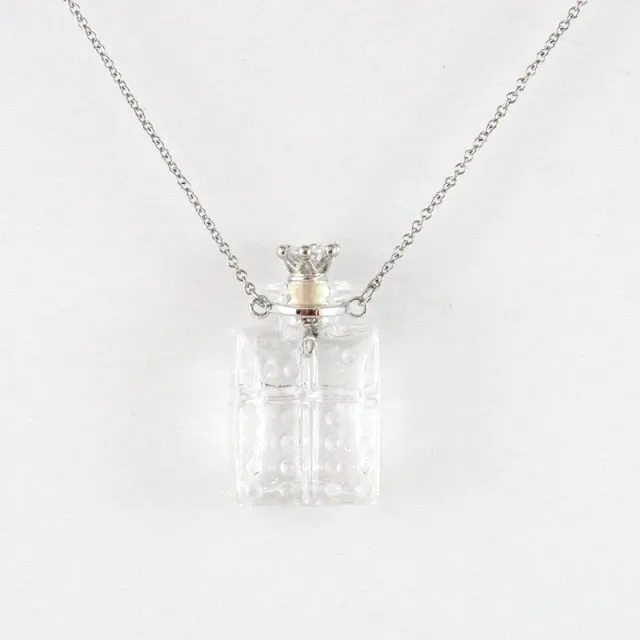 Jeweled Glass Flask Style Urn Necklace