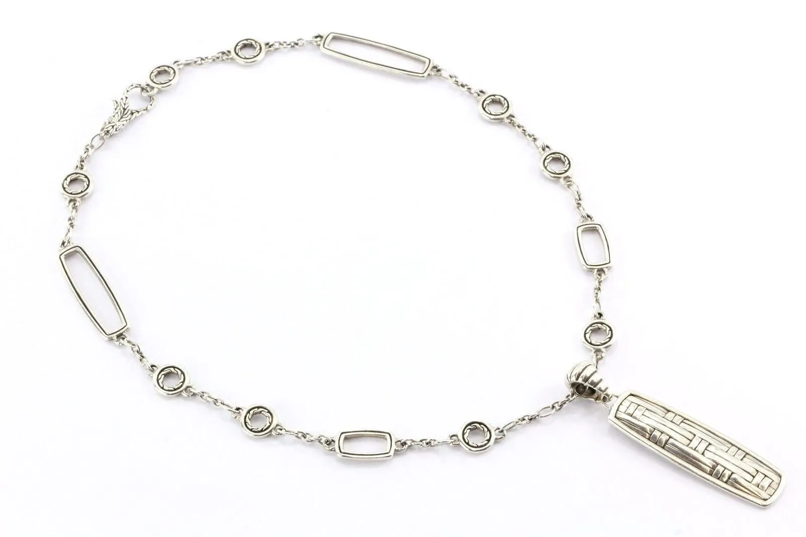 John Hardy Sterling Basket Weave Multi Link Enhancer And Necklace