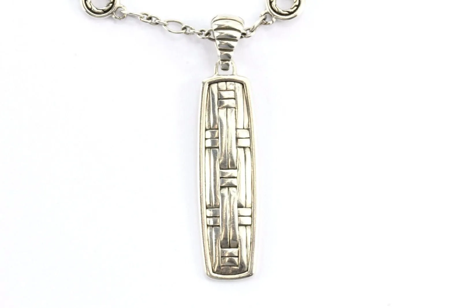 John Hardy Sterling Basket Weave Multi Link Enhancer And Necklace