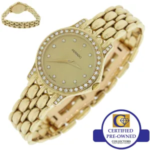 Ladies Movado Solid 14k Yellow Gold Quartz Diamond 22mm 75259809 Dress Watch