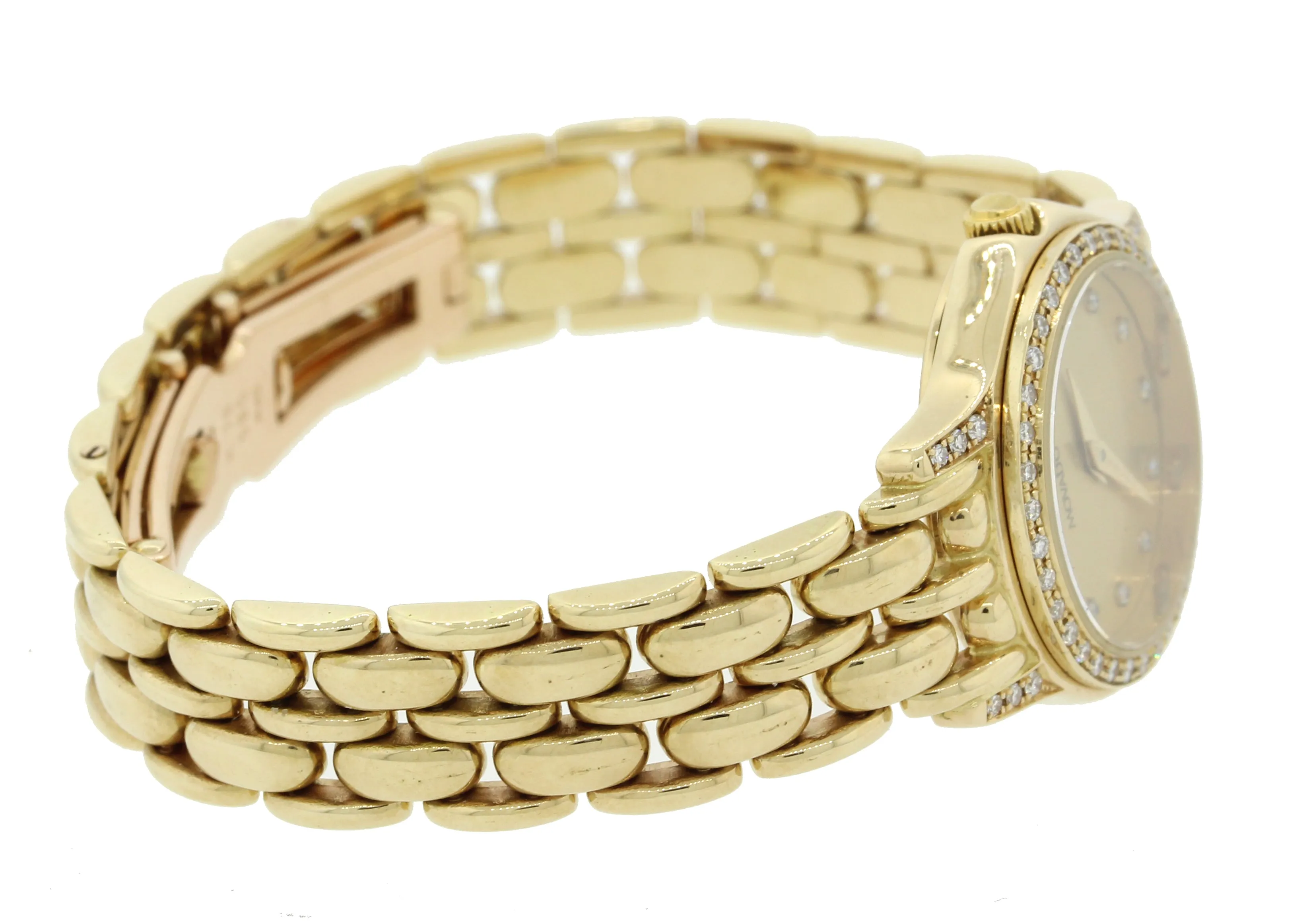 Ladies Movado Solid 14k Yellow Gold Quartz Diamond 22mm 75259809 Dress Watch