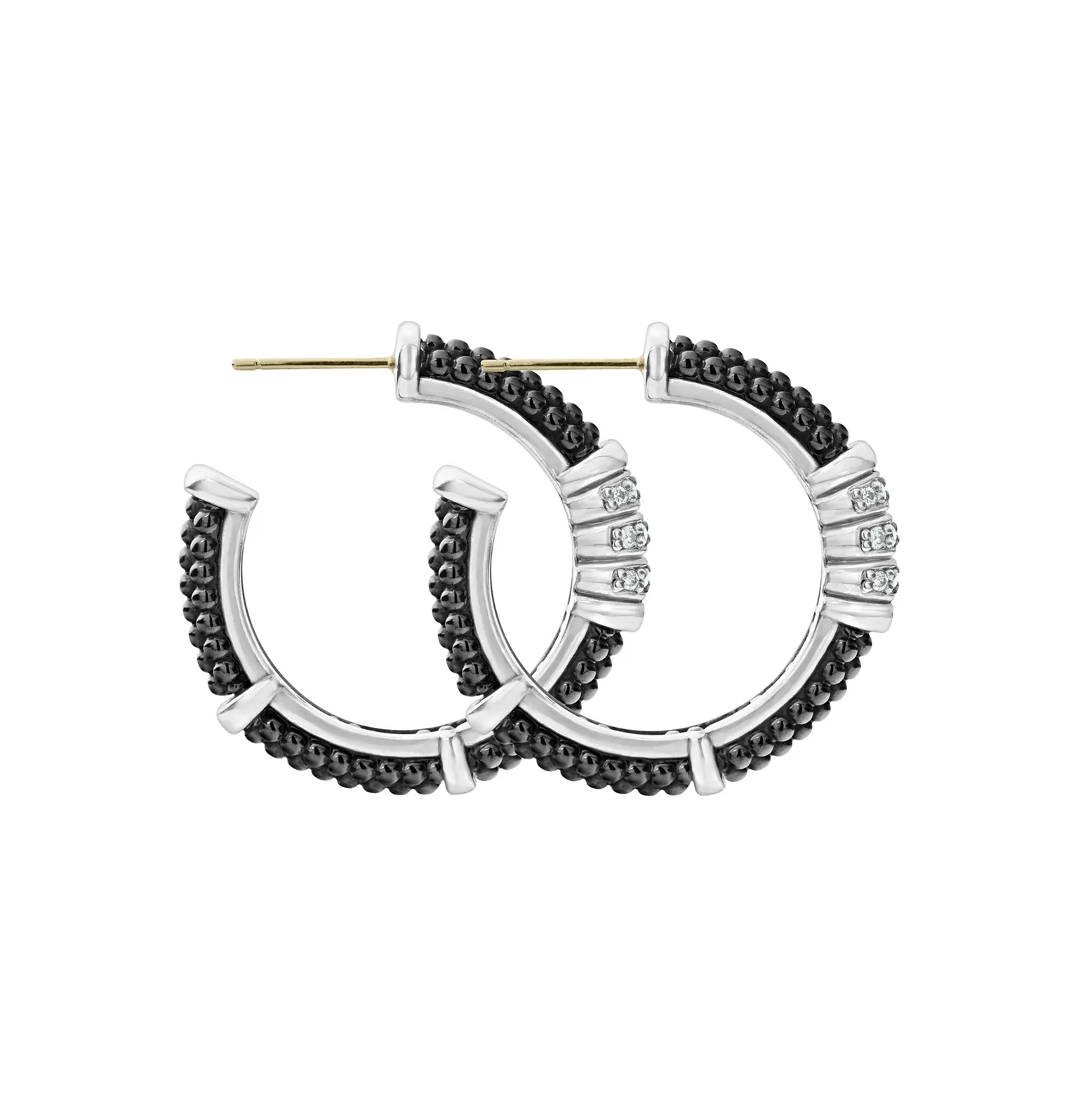 LAGOS Black Caviar Ceramic Beaded Hoop Earrings