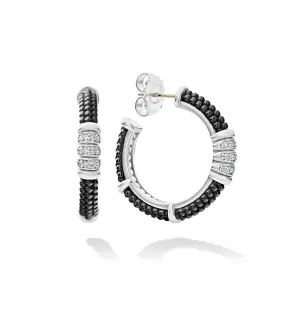 LAGOS Black Caviar Ceramic Beaded Hoop Earrings