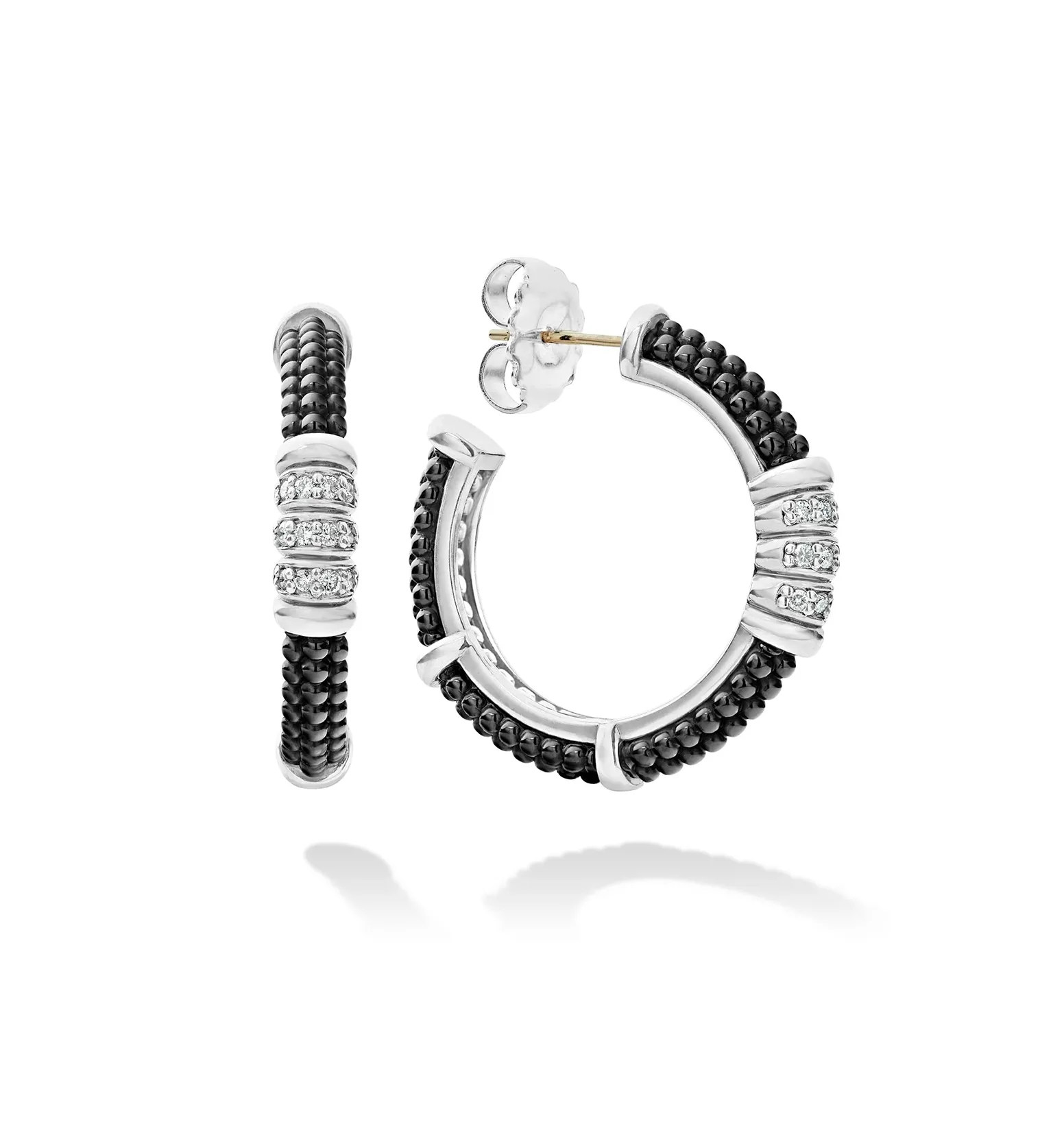 LAGOS Black Caviar Ceramic Beaded Hoop Earrings