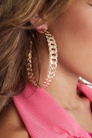 Large Chain Gold Hoop Earrings - Adalena