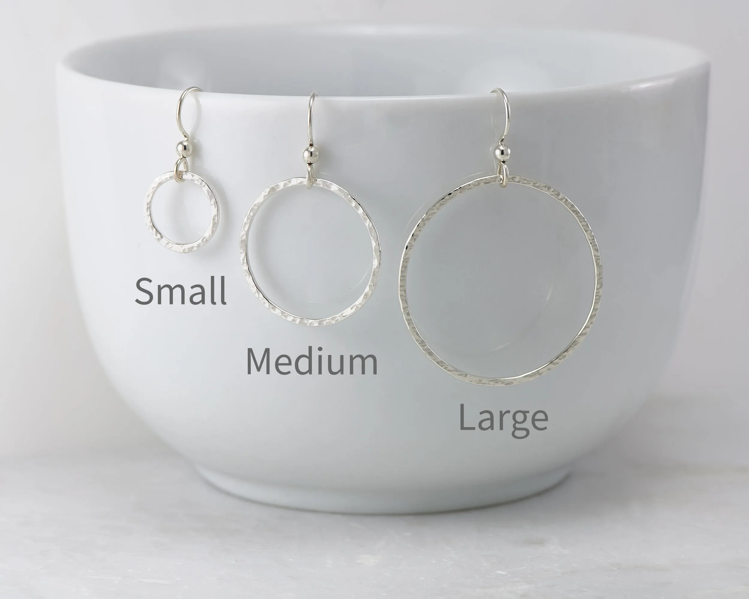 Large Hammered Silver Hoop Earrings