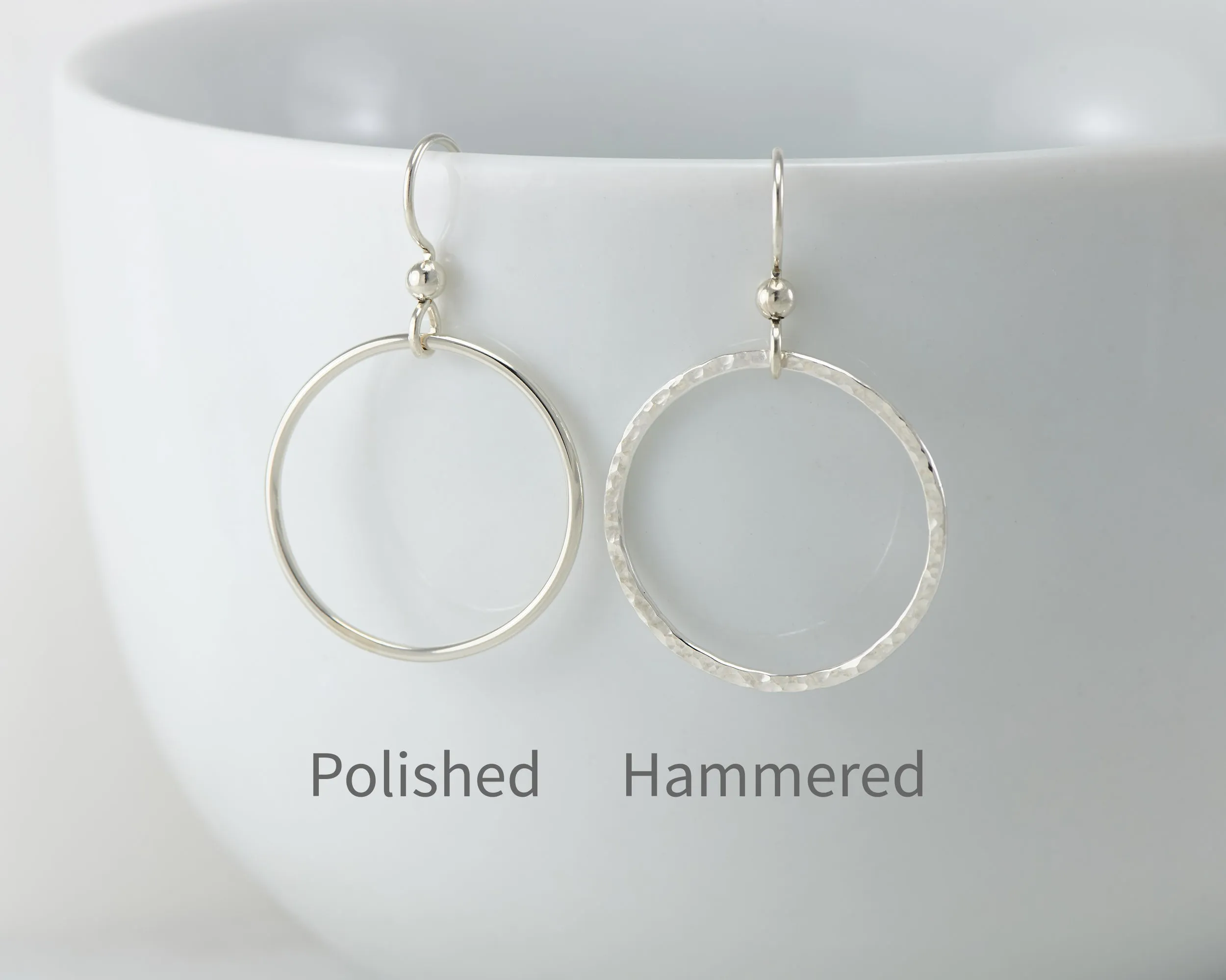 Large Hammered Silver Hoop Earrings