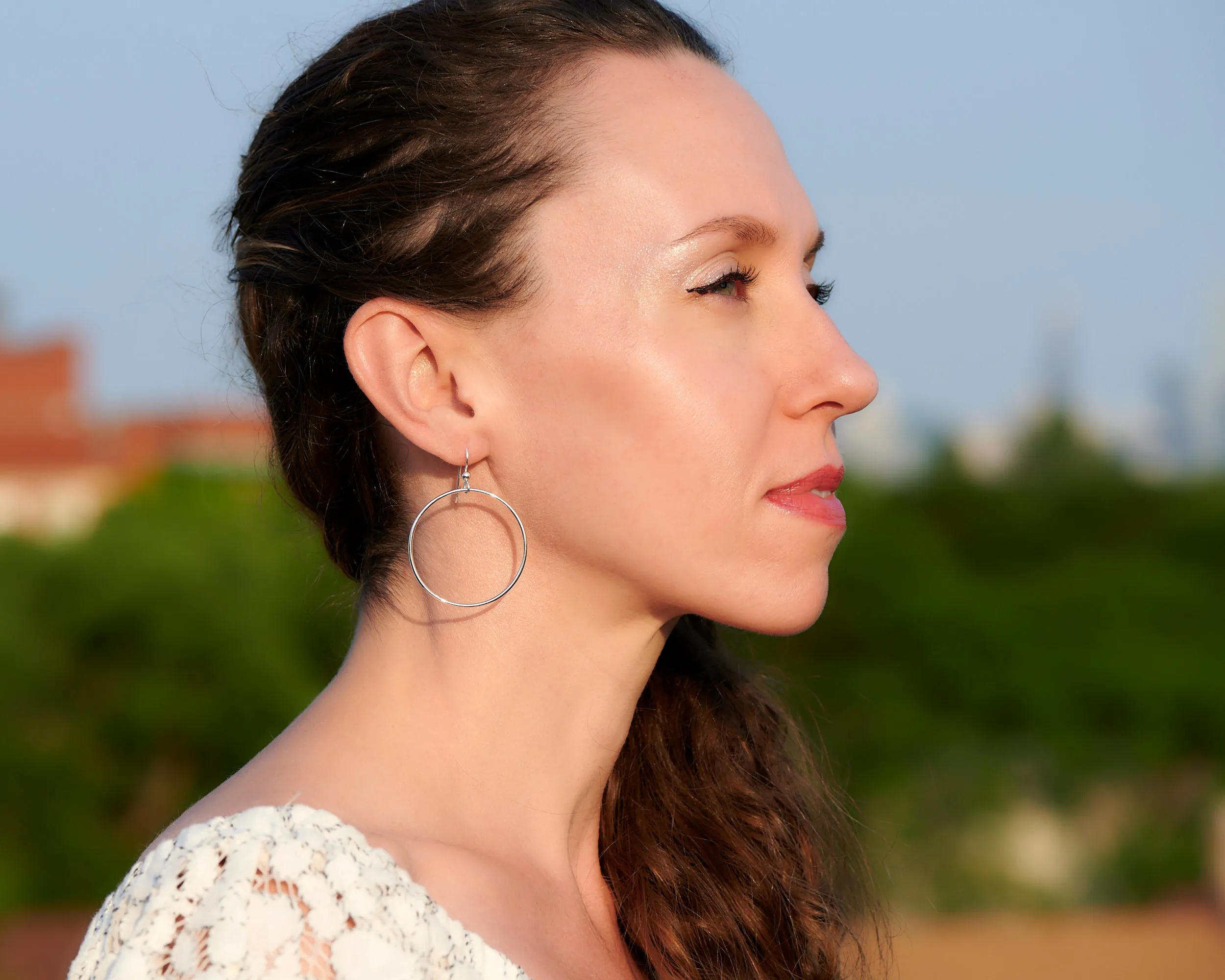 Large Silver Hoop Earrings