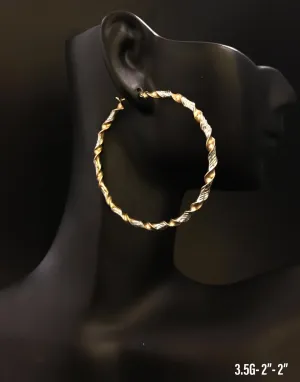 Large textured hoop earrings 10K solid gold
