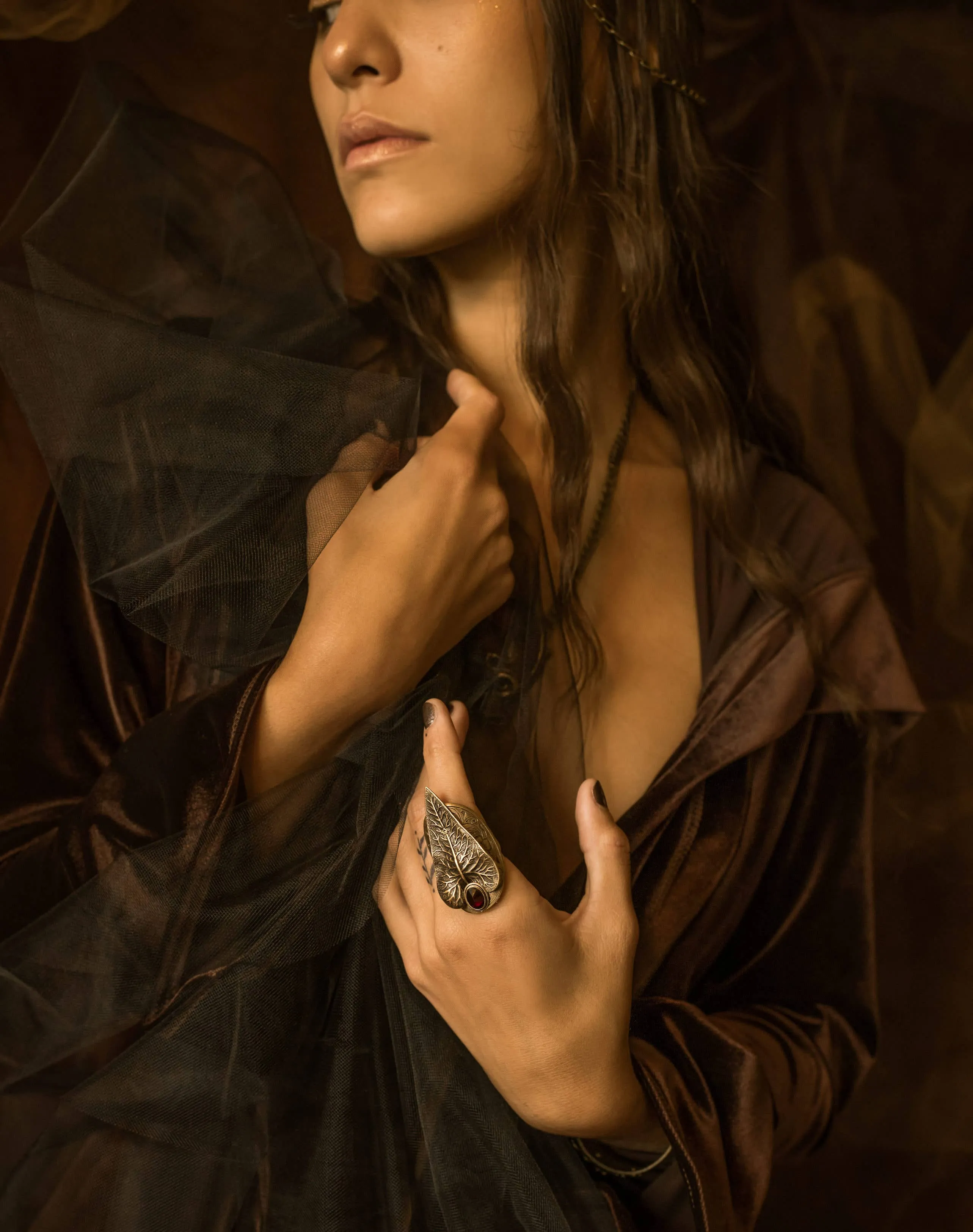 Leaf Finger Armor: Smoky quartz