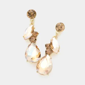 Light Topaz Teardrop and Marquise Dangle Earrings | Pageant Jewelry | 615614