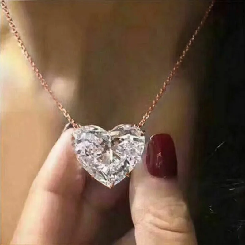 Luxury Big Heart Pendant Necklace Women Party Gift  Jewelry