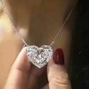 Luxury Big Heart Pendant Necklace Women Party Gift  Jewelry