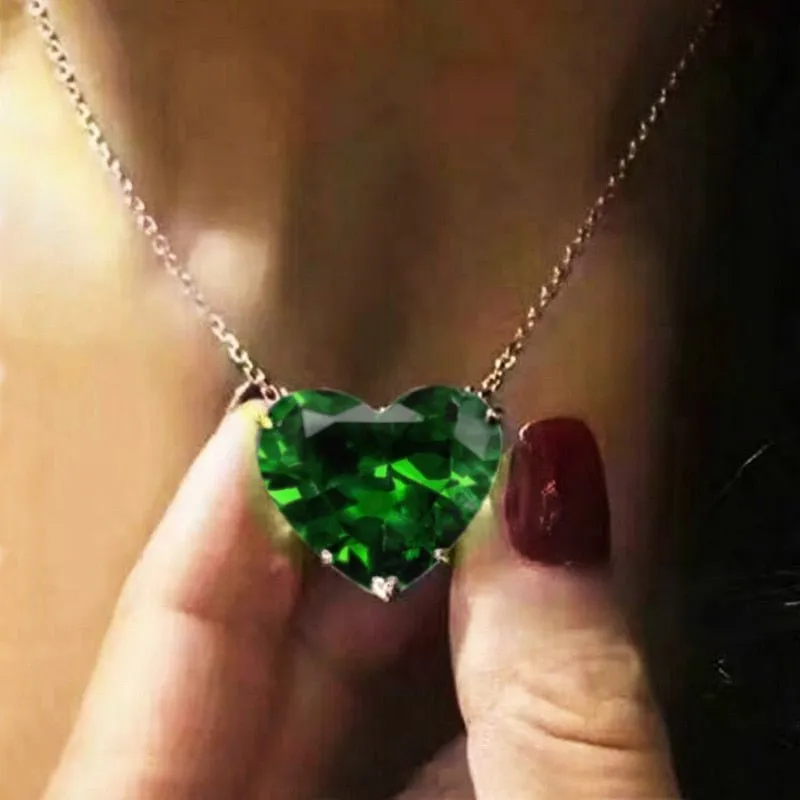 Luxury Big Heart Pendant Necklace Women Party Gift  Jewelry