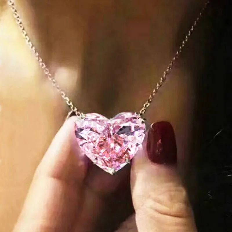 Luxury Big Heart Pendant Necklace Women Party Gift  Jewelry